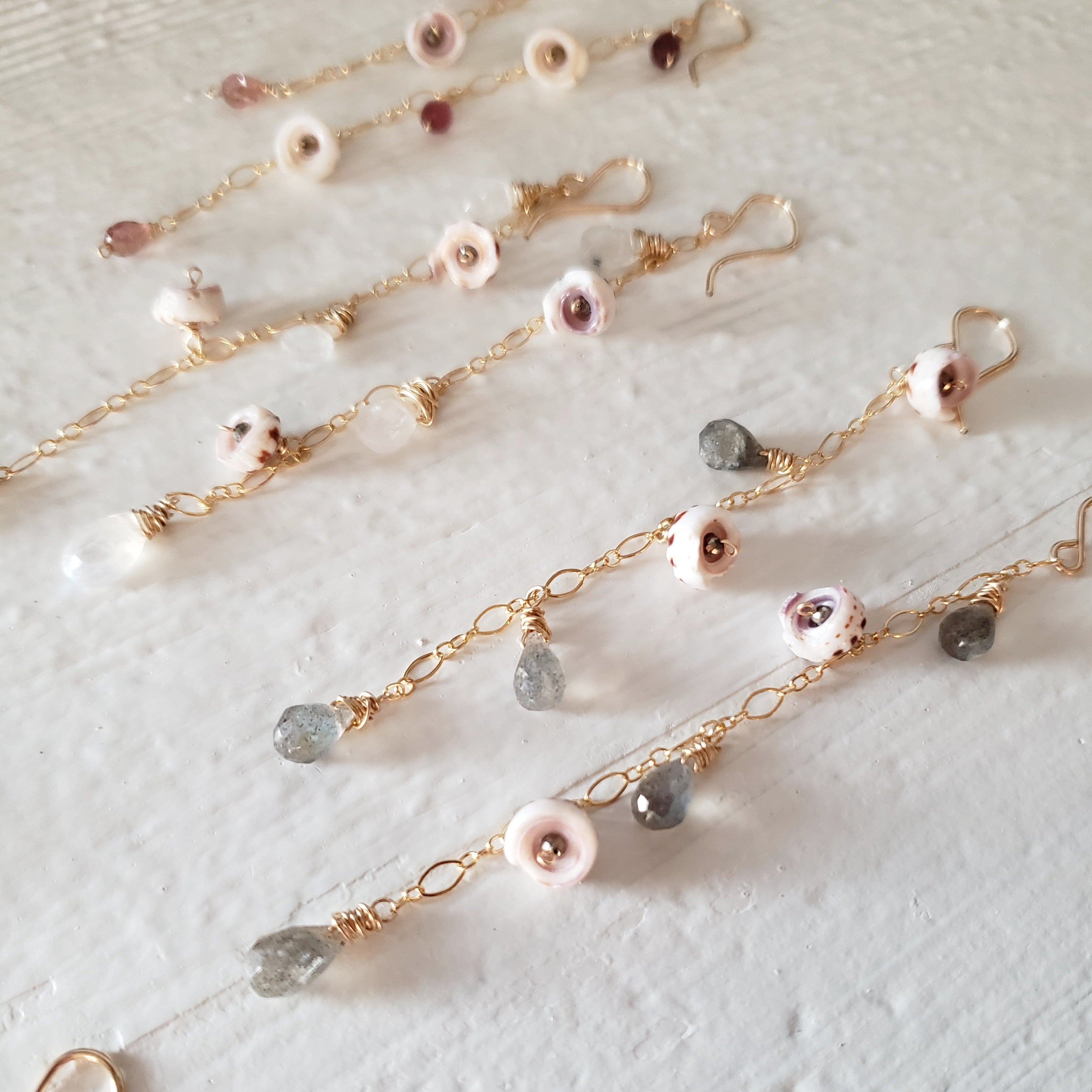 Flow Shell & Gem Earrings – Sati Gems Hawaii